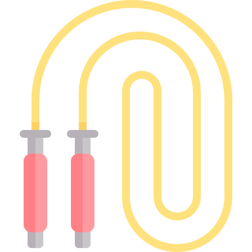 jump rope with red handles and yellow rope